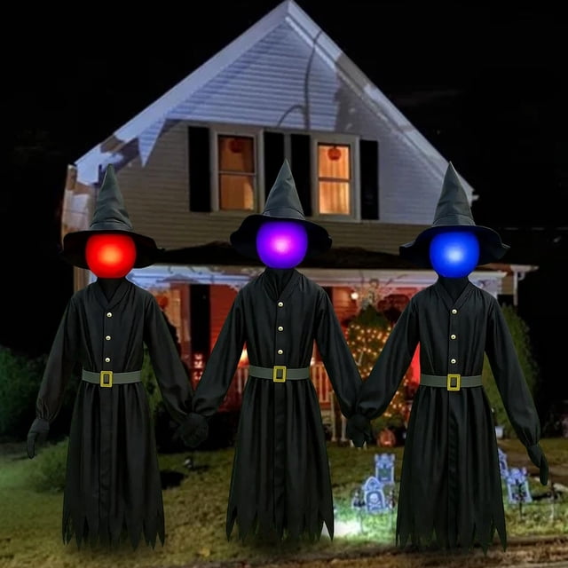 Set de decoración de Halloween con 3 brujas iluminadas, 1,5 m, para exteriores
