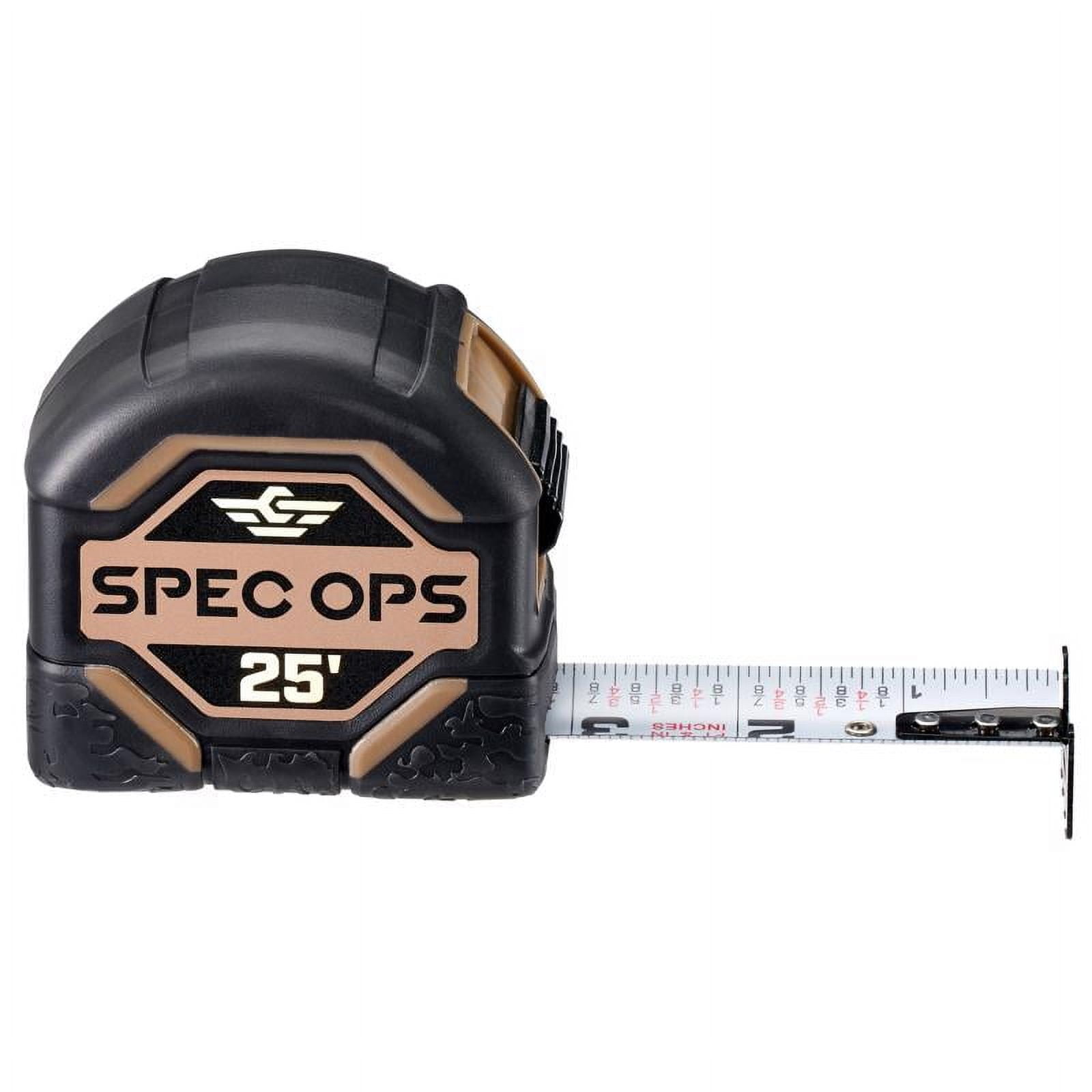 Spec Ops Tools 2027475 25 ft. x 3.12 in. Rubber Tape Measure, Black