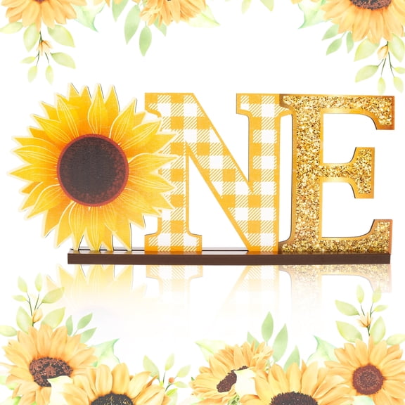 MALLMALL6 Sunflower One Letter Sign Table Centerpiece for Party Photo Prop,1 Count