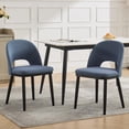 thumbnail image 3 of Historyli Sillas de comedor modernas tapizadas en tela (2 unidades), sin brazos, con respaldo curvo hueco y patas de madera, color azul., 3 of 8