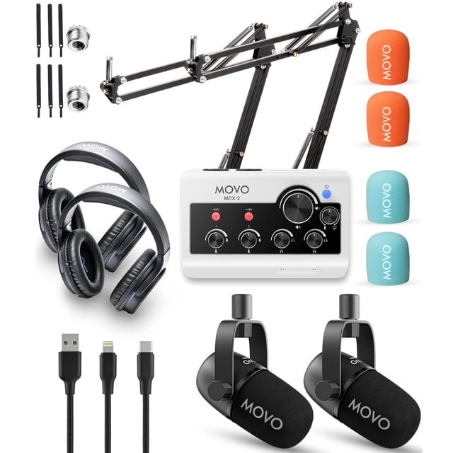 Paquete de equipos de podcast Movo PodPro-AH para iPhone/Android