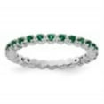 thumbnail image 2 of Auriga 925 Sterling Silver Created Emerald Eternity Ring for Women Size- 5, 2 of 6