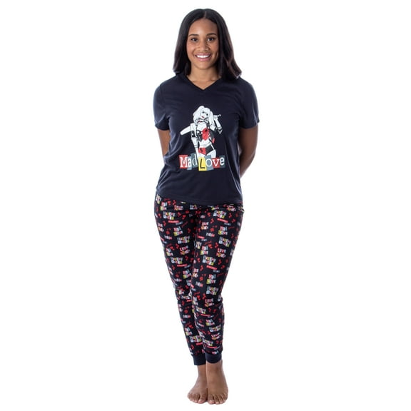DC Comics Womans' Harley Quinn Mad Love 2 Piece Pajama Set Jogger