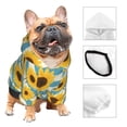 thumbnail image 3 of Fotbe White Blue Striped Sunflower Sudadera con Estampado para Perros Pequeños – Suéter con Capucha para Mascotas, Tela Suave de Forro Polar con Bolsillo-Large, 3 of 7