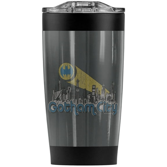 Batman Gotham City Distressed Stainless Steel Tumbler 20 oz Coffee Travel Mug/Cup, Vacuum Insulated & Double Wall with Leakproof Sliding Lid | Great for Hot Drinks and Cold Beverages
