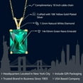 thumbnail image 2 of Gem Stone King 18K Yellow Gold Plated Silver Green Nano Emerald and White Diamond Pendant Necklace for Women (6.52 Cttw, Gemstone May Birthstone, Emerald Cut 14X10MM, with 18 inch Silver Chain), 2 of 4