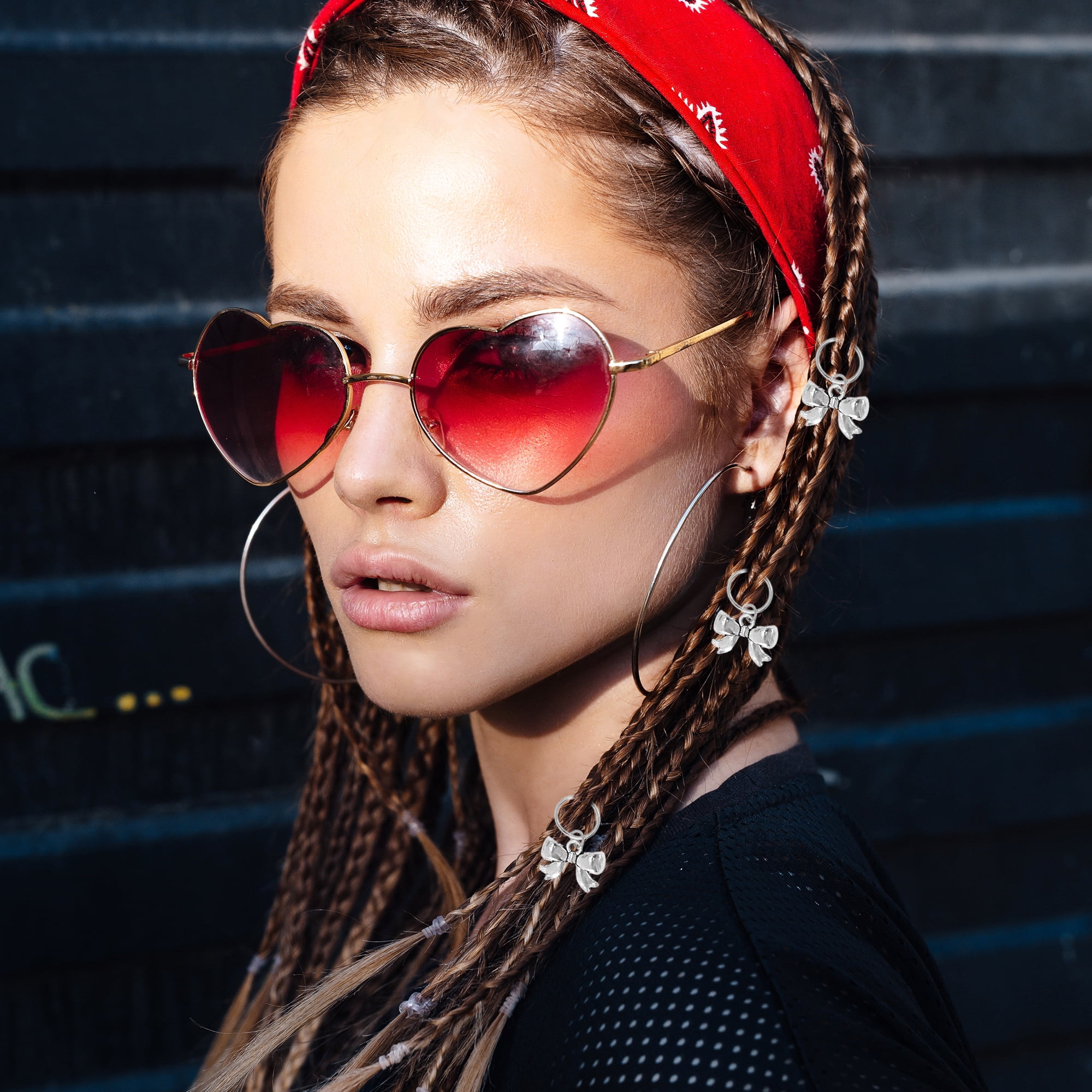 Unique Bargains 10 Hair Ring Pendants Cross Dreadlock Hair Clips