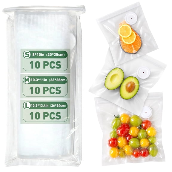 BoxLegend Vacuum Sealer Bags,3 Sizes 30 Pcs Reusable Food Seal Bags,Works for All Handheld Vacuum Sealer