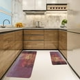 thumbnail image 3 of 2 Pieces Kitchen Rugs, Abstract Non Slip Burgundy Red Yellow Comfort Art Modern Indoor Floor Mat Runner Rug Set for Laundry Office Sink Bathroom (17"x48"+17"x24"), 3 of 13