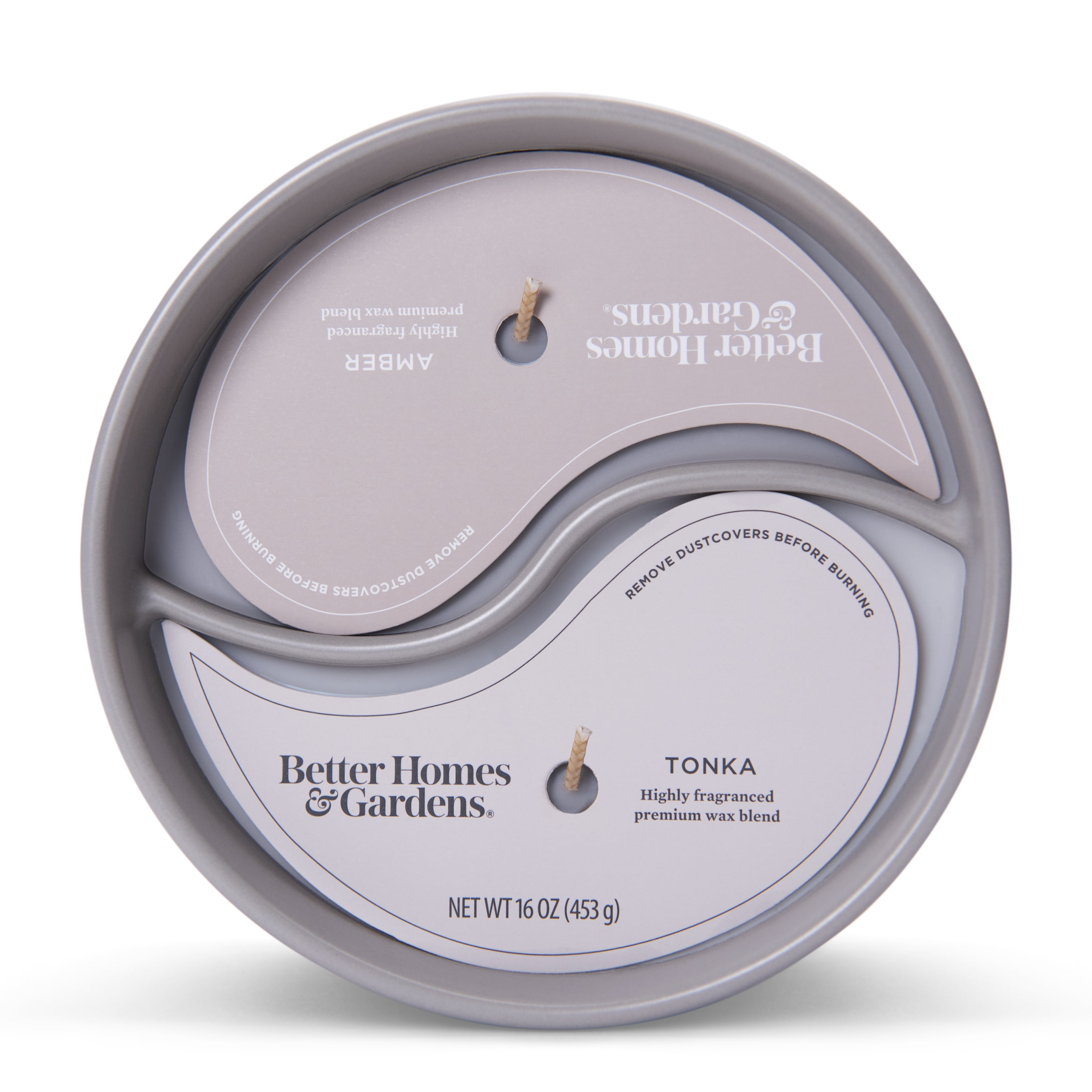 Better Homes & Gardens 16oz Amber & Tonka Duo Scented 2-wick Ceramic Candle