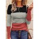 thumbnail image 4 of Camisa base Manga larga Cuello redondo Jersey con botones Tops casuales de moda para mujer Rojo S, 4 of 6