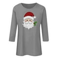thumbnail image 4 of asdoklhq Plus Size Tops Christmas Ladies' Christmas Round Neck 3/4 Sleeve T-shirt Shirt Gray M, 4 of 4