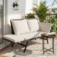thumbnail image 2 of Devoko Patio Wicker Daybed with Adjustable Armrest, Outdoor PE Rattan Sofa Bed for All-Weather Use,Brown and White, 2 of 7