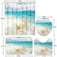 thumbnail image 5 of 4 Pcs Shower Curtain Set Starfish Seashells Beach Blue Sky Ocean Vacation with Non-Slip Rugs Toilet Lid Cover and Bath Mat Bathroom Decor Set 72" x 72", 5 of 7