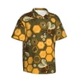 thumbnail image 2 of Bixox Men's Hawaiian Shirts Men's Bees and Honeycombs Print Short-Sleeve Shirt-Medium, 2 of 8