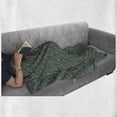 thumbnail image 6 of Brown and Blue Soft Flannel Fleece Throw Blanket, Abstract Flyaway Leaves with Curly Details Retro, Cozy Plush for Indoor and Outdoor Use, 50" x 60", Turquoise Umber, by Ambesonne, 6 of 6