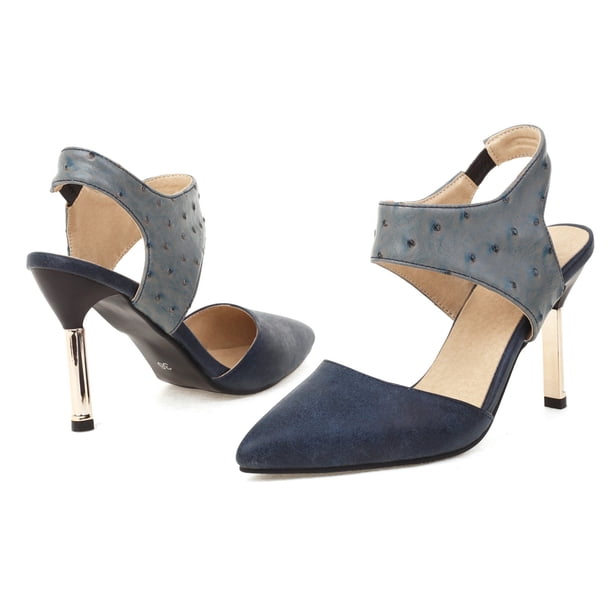 Zapatos de mujer Sandalias con banda elástica Súper tacón alto Punta puntiaguda Casual Stilettos a cuadros Wmkox8yii hfjk4231