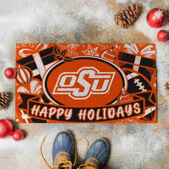 Oklahoma State Cowboys 28" x 16" Happy Holidays Christmas Turf Door Mat