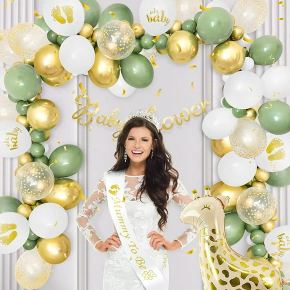 Ensemble de 71 Pcs de Ballons pour Baby Shower Réutilisables, Décoration de Fête de Baby Shower, Ballons en Latex Girafe, Déco de Fête pour Garçon Fille, Révélation de Sexe, Baby Shower