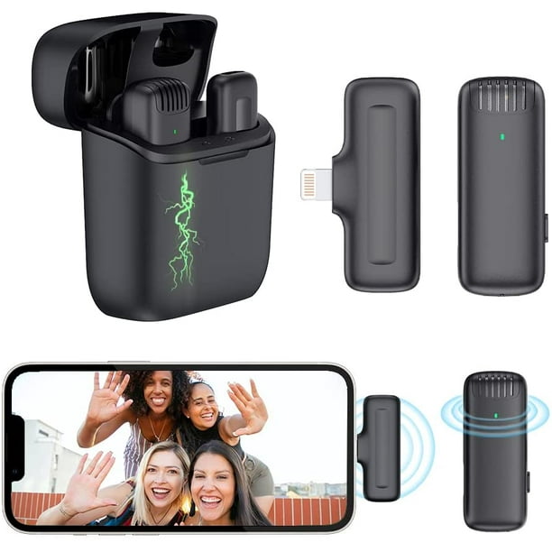 Micro-cravate sans fil iPhone/iPad à réduction de bruit avec étui de  chargement (aucune application ou Bluetooth nécessaire) (micro unique pour  iPhone) 