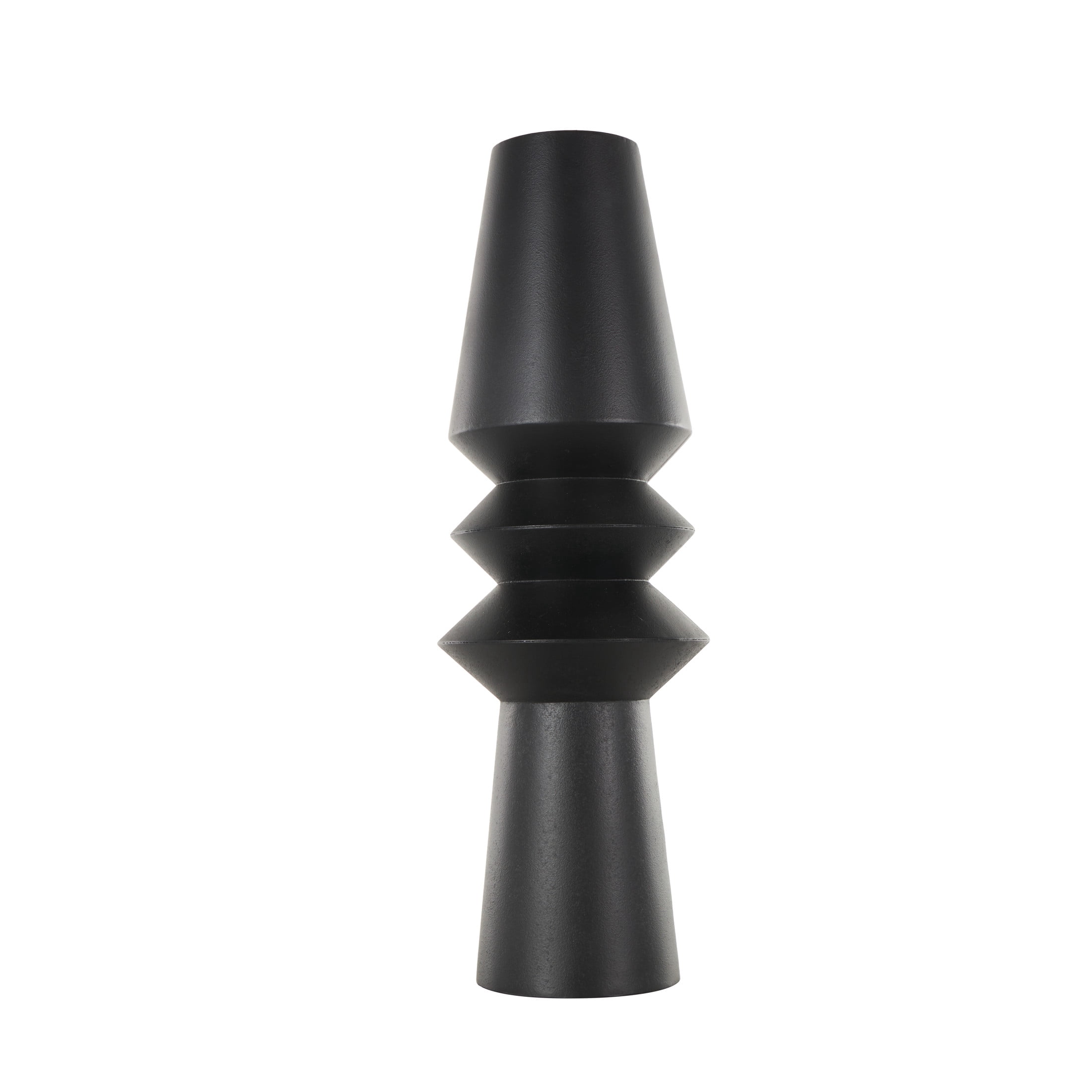 DecMode 24" Art Deco Fluted Black Metal Vase