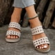 thumbnail image 2 of Bmisegm Women's Summer Slope Heel Solid Color Open Toe Embroidery Thick Bottom Slippers Sandals Sandals Women Summer White 6.5, 2 of 5