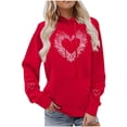 thumbnail image 6 of Valentines Day Hoodies for Women Casual Loose Pullover Sweatshirts Long Sleeve Red Sweater Tops with Pockets, 3XL, 6 of 7