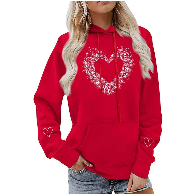 aohooy Cute Hoodies for Women Graphic Plus Size Love Heart