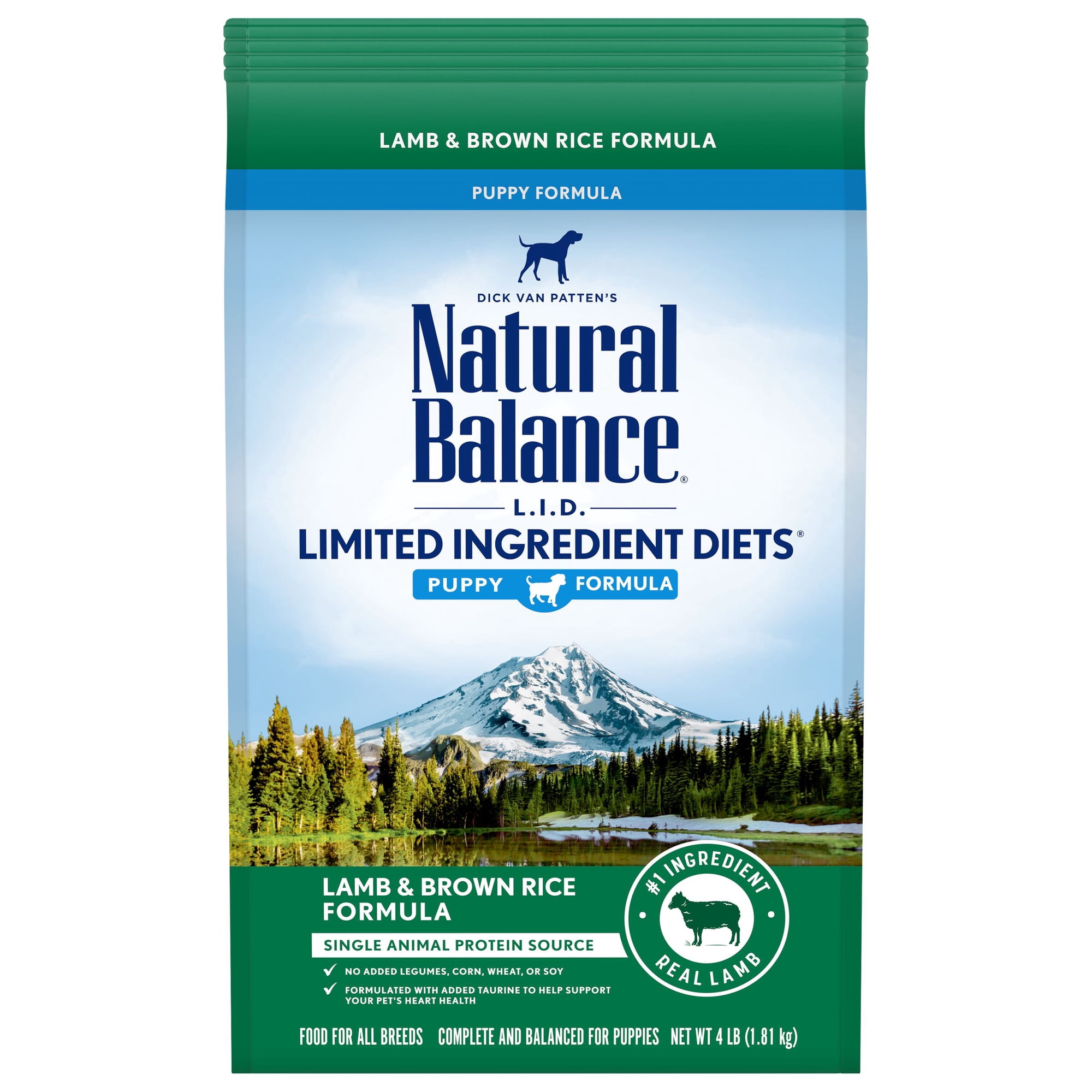 Natural Balance L.I.D. Limited Ingredient Diets Dry Dog Food, 4 Pounds, Lamb & Brown Rice Puppy Formula