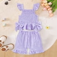 thumbnail image 2 of kpoplk Toddler Girl Clothes, 2Pcs Baby Girl Summer Outfits Sleeveless Bow Knot Tank Shirts Tops + Shorts Clothing Sets 1-5T Size 12-18 Months,Purple, 2 of 4