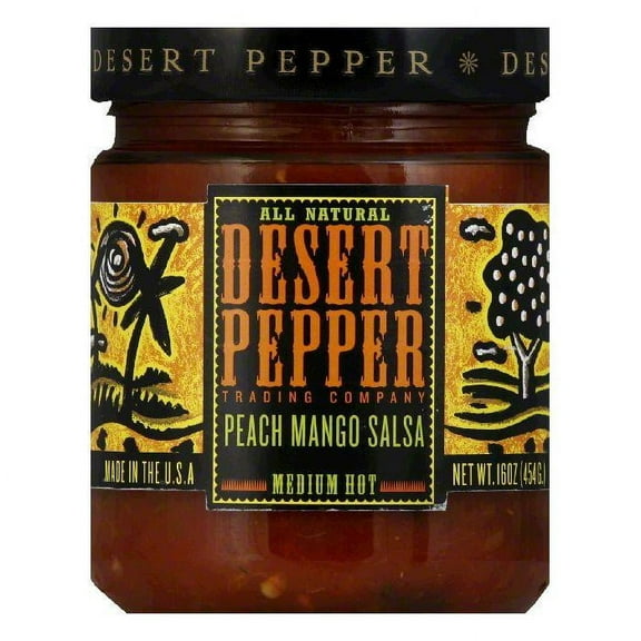 Desert Pepper Mango Peach Salsa - Medium Hot, 16 OZ (Pack of 6)