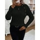 thumbnail image 5 of Suéteres de Invierno para Mujer, Suéter de Punto Moderno con Detalle de Botones y Mangas Raglán, Suéter de Moda. Negro L, 5 of 10