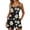Black, variant on Women's Floral Smocked Romper, Sleeveless Square Neck, Pockets, Summer Jumpsuit