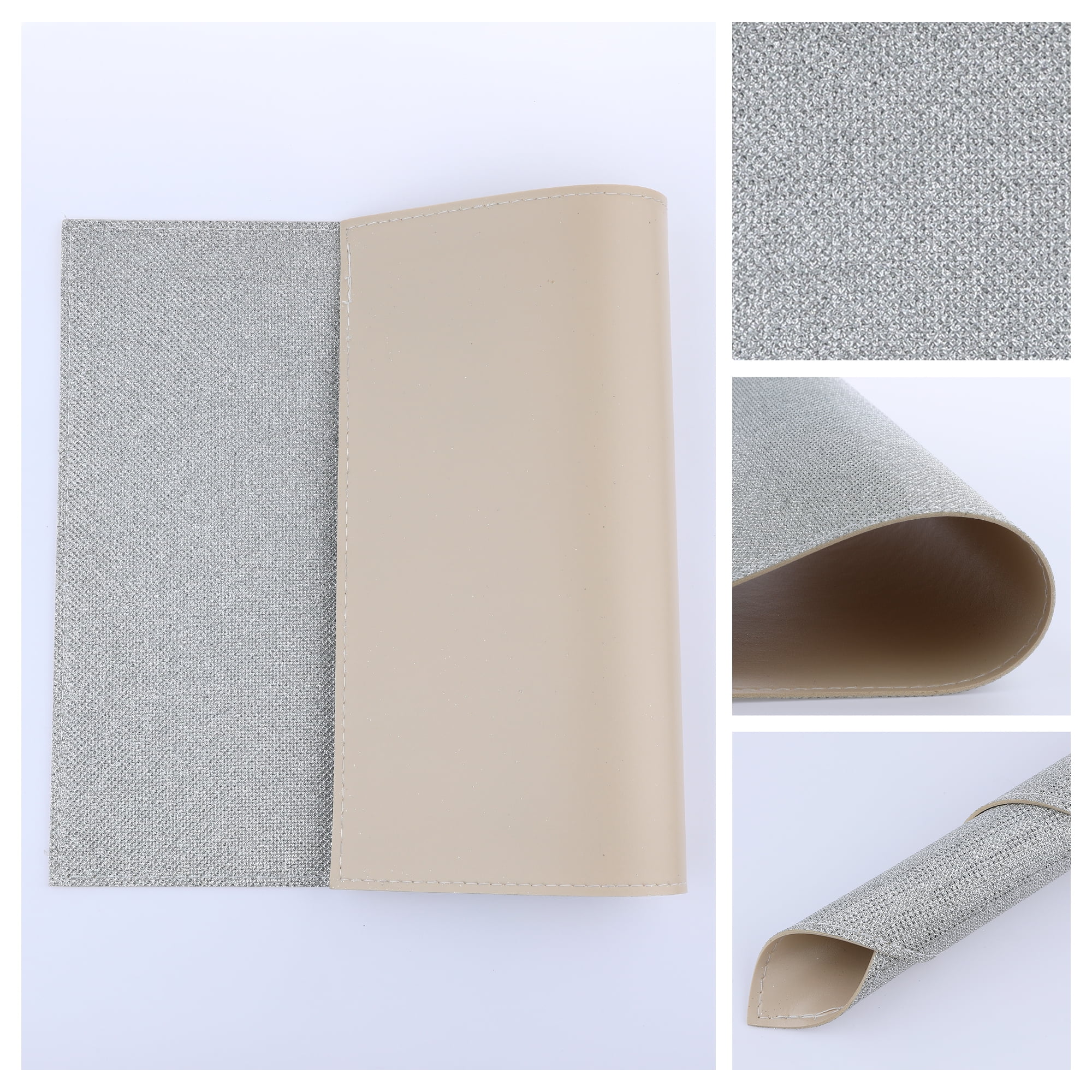 Unique Bargains Set of 6 Sparkle Placemats for Kitchen Dining Table Decor Silver