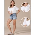thumbnail image 2 of DARING DIVA Women's Crochet Cardigan Tie Front Go Out Short Sleeve Crop Shrug L White, 2 of 6