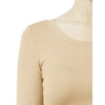 thumbnail image 4 of J. METHOD Women's Long Sleeve Scoop Neck Crop Top Solid Basic Casual Cropped T Shirts NEWT19 Beige S, 4 of 6
