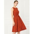 thumbnail image 2 of Vestido A Media Pierna Sin Mangas Con Cuello Dividido Y Cintura Con Cordón Estampado Para Mujer Rojo S, 2 of 6