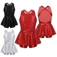 thumbnail image 5 of iEFiEL - Mallas de baile sin mangas con lentejuelas para niñas, para gimnasia, ballet, patinaje artístico, disfraz moderno de jazz y rave, 5 of 5