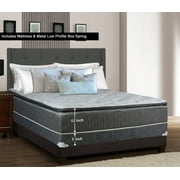 WAYTON, 13-Inch Meduim Plush Foam Encased Hybrid Pillowtop Innerspring Mattress And 4-Inch Metal Box Spring/Foundation Set, No Assembly Required, Good For The Back, Queen Size 79" x 59"