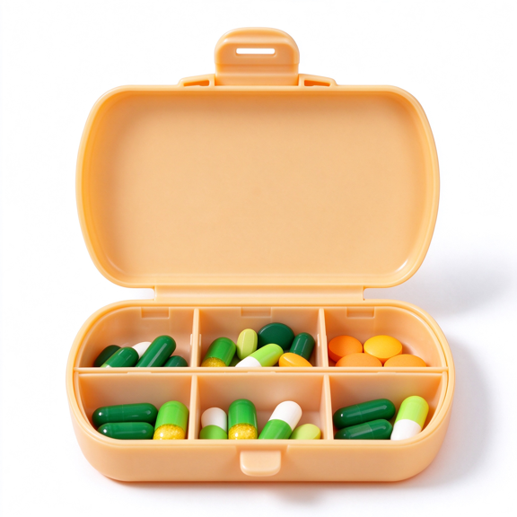 LEHOZIHEQ Small Pill Box, Moisture Proof Case, Travel Organizer for Pocket Purse, Daily Portable Medicine Vitamin Container, Fish Oil and Supplement Storage
