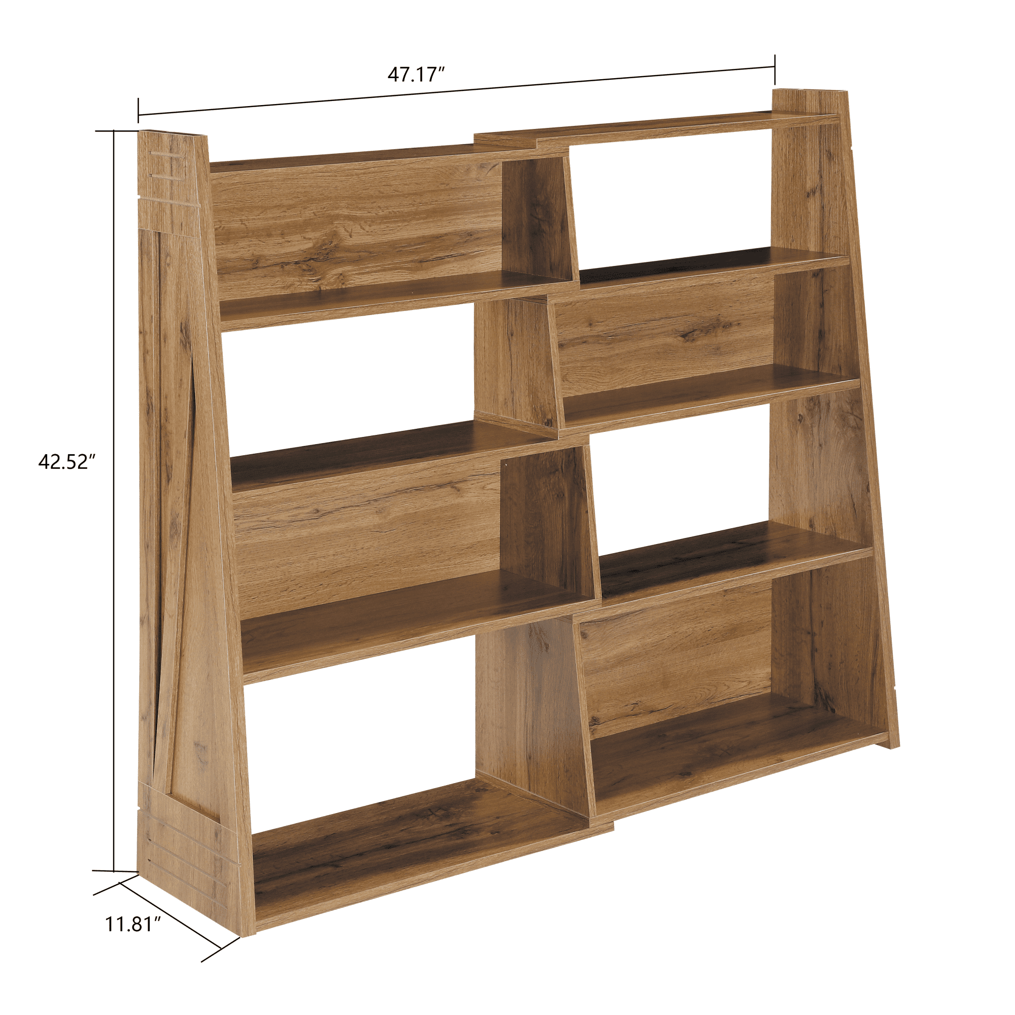 HOQBN 47" Wooden Expandable Bookshelf Storage Rack, 4-Tier L-Shaped 2-Piece Adjustable Bookcase, Corner Shelving Unit for Small Spaces Light Oak