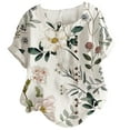 thumbnail image 2 of Chemises à Manches Courtes pour Femmes Hauts d'Été Tendance 2023 Mode Femme Décontractée Col Rond Blouse Imprimée T-Shirt Manches Courtes Hauts d'Été, 2 of 4