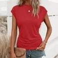 thumbnail image 6 of ManxiVoo Womens Cap Sleeve Crewneck Top in Breathable Fabric for Trendy Summer Looks and Casual Beach Outings M Size Red, 6 of 8