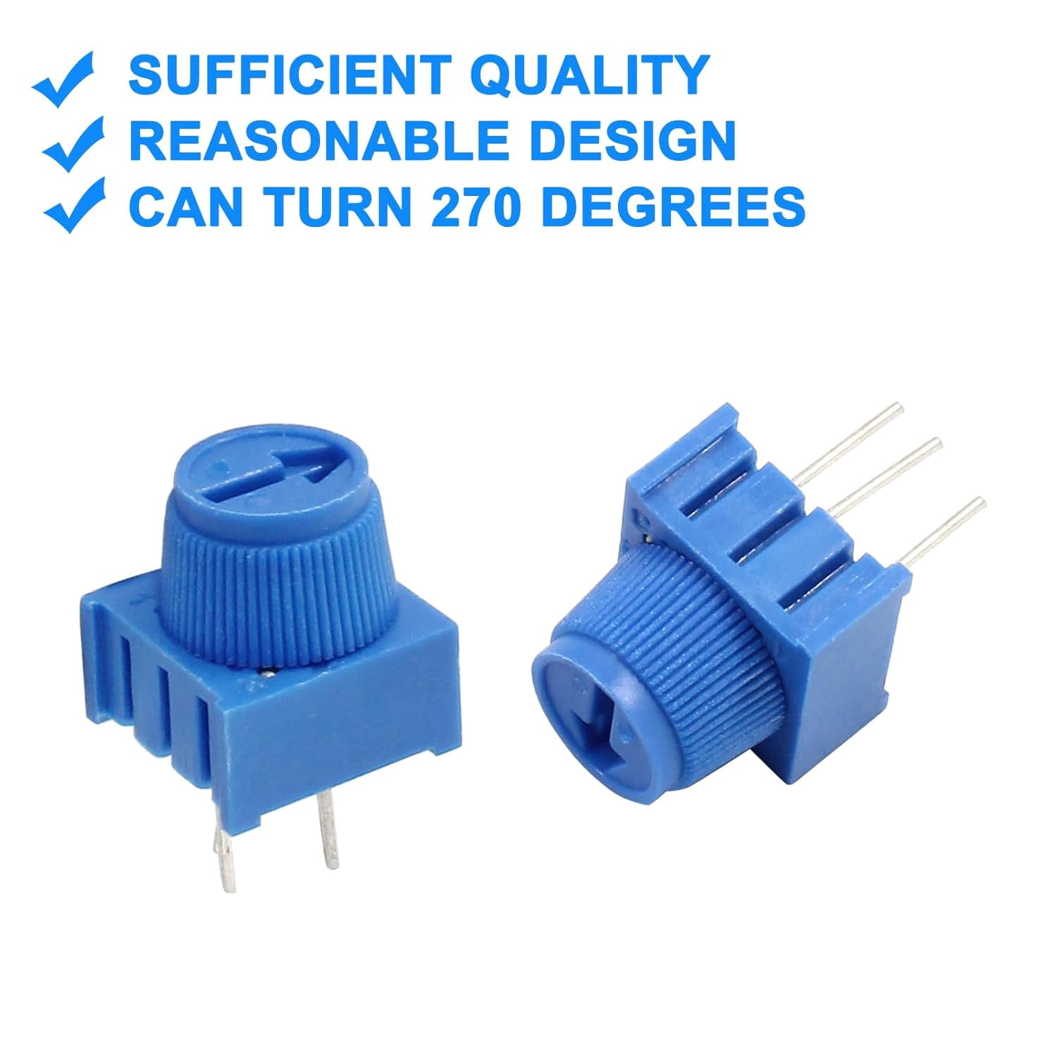 10 pieces of 1-ohm breadboard trimmer potentiometers, blue knob variable resistors, trimmer potentiometer set, suitable for