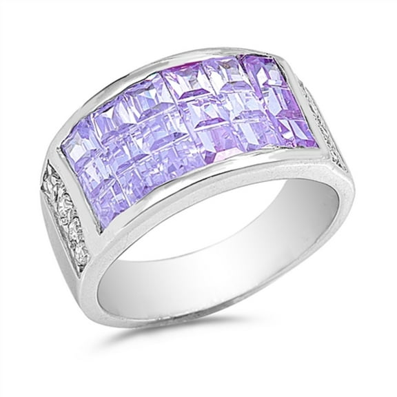 Designer Lavender Cubic Zirconia Ring Sterling Silver 925