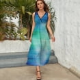 thumbnail image 3 of Green Turquoise Teal Blue Abstract Texture Sleeveless Dress Dresses Women Summer Evening Dresses Ladies Bohemia Long Dresses, 3 of 9