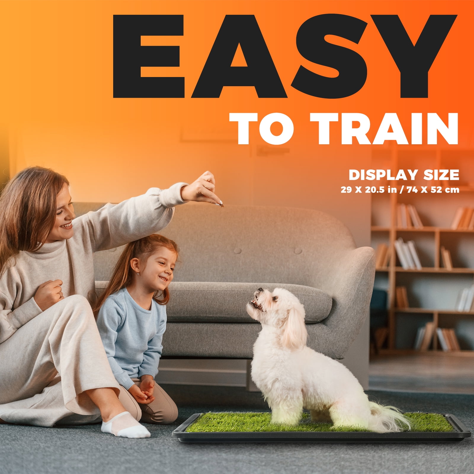 Hompet Dog Grass Pad with Tray Large, 35"x22.5", 2 Reusable Artificial Turf for Dogs Potty, Quickly Absorbency Portable Dog Litter Box, Waterproof Non-Slip Washable Pee Pads