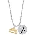 thumbnail image 1 of Delight Jewelry Goldtone Class of 2020 Silvertone Script Initial Disc - M - Charm Necklace, 20"+3", 1 of 4