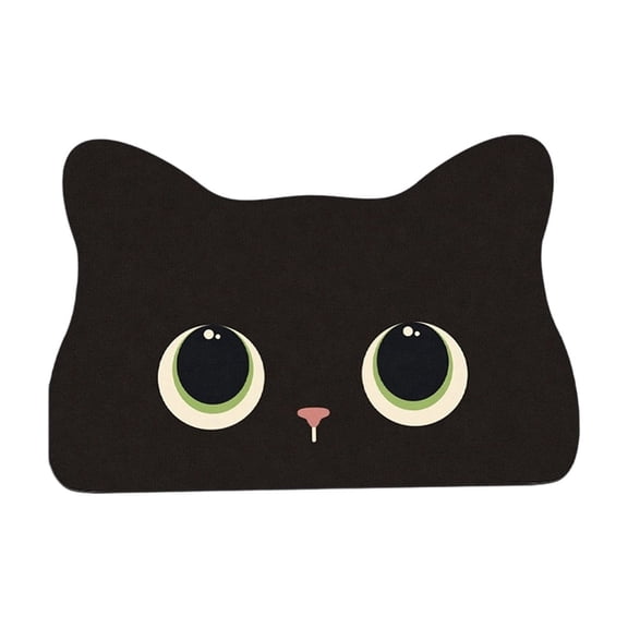 Black Cat Peeking Pet Bowl Mat, Absorbent Placemat for Food and Water, Waterproof Non-Slip Rubber Base Funny Cat Lovers B