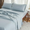 thumbnail image 6 of Simple&Opulence 100% French Linen Sheet Set Breathable Durable for Hot Sleepers Bedding 4 Pcs-1 Flat Sheet,1 Fitted Sheet,2 Pillowcases with Hemstitch Lace Embroidery Luxury Design (Dusty Blue, King), 6 of 9